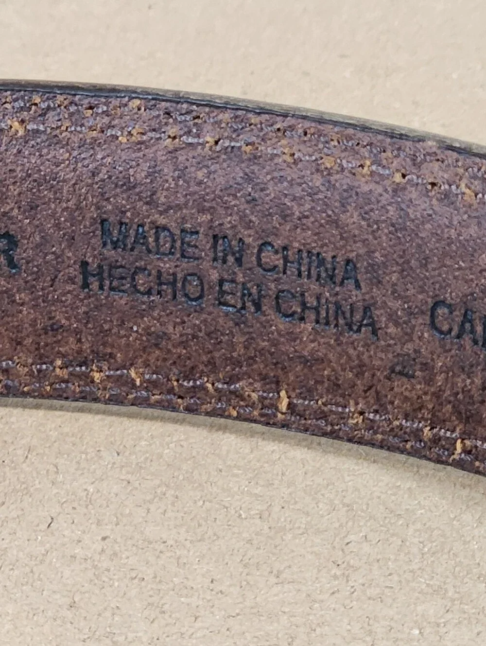 Vintage Brown Leather Belt Distressed Patina Silver Buckle Size 32 Width=1.25